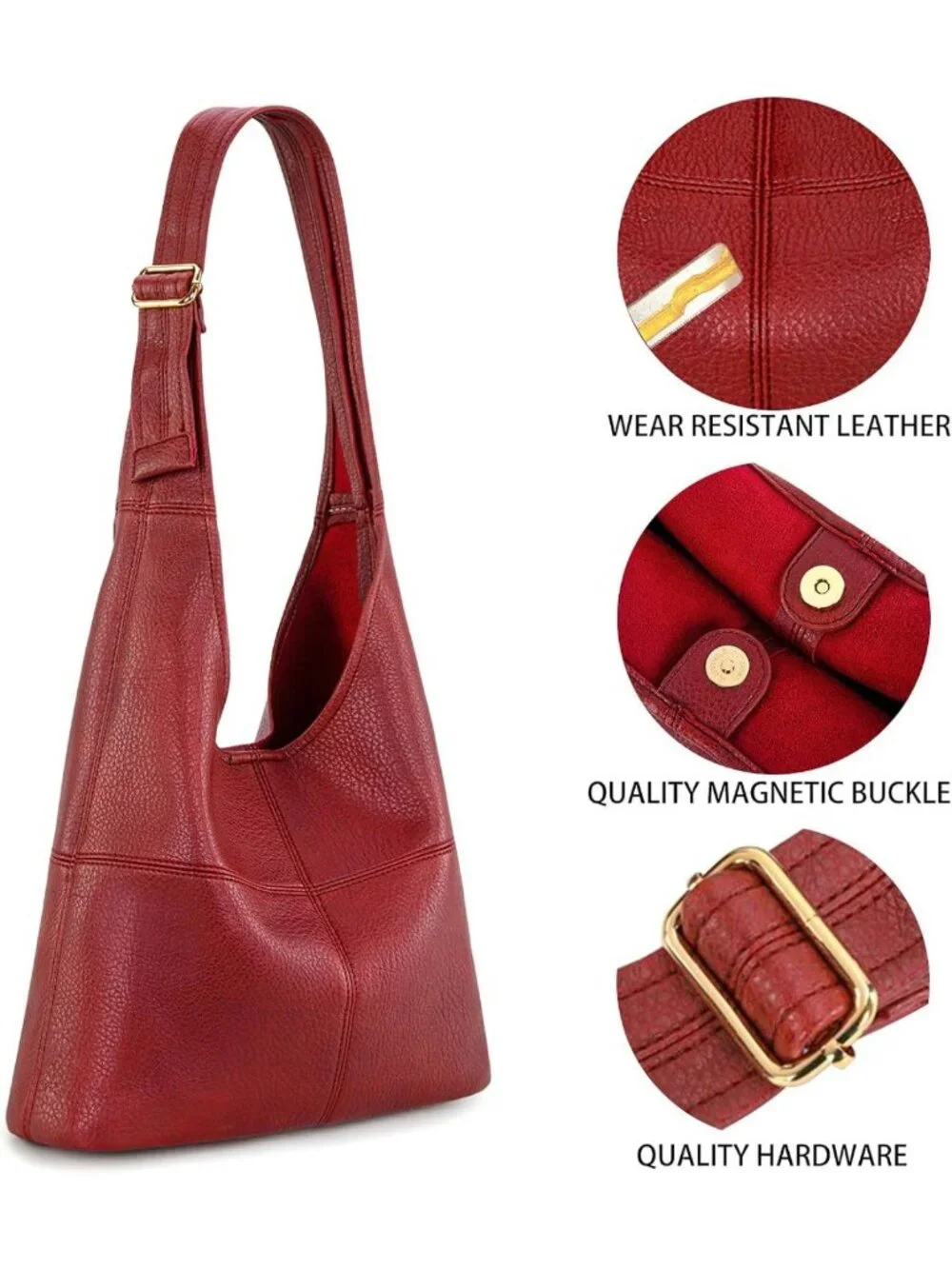 Ultra Soft Foldable Hobo Bag for Women | Slouchy Shoulder Handbag with Cosmetic